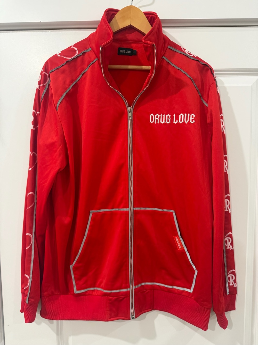 Drug Love Red Zip-Front Track Jacket